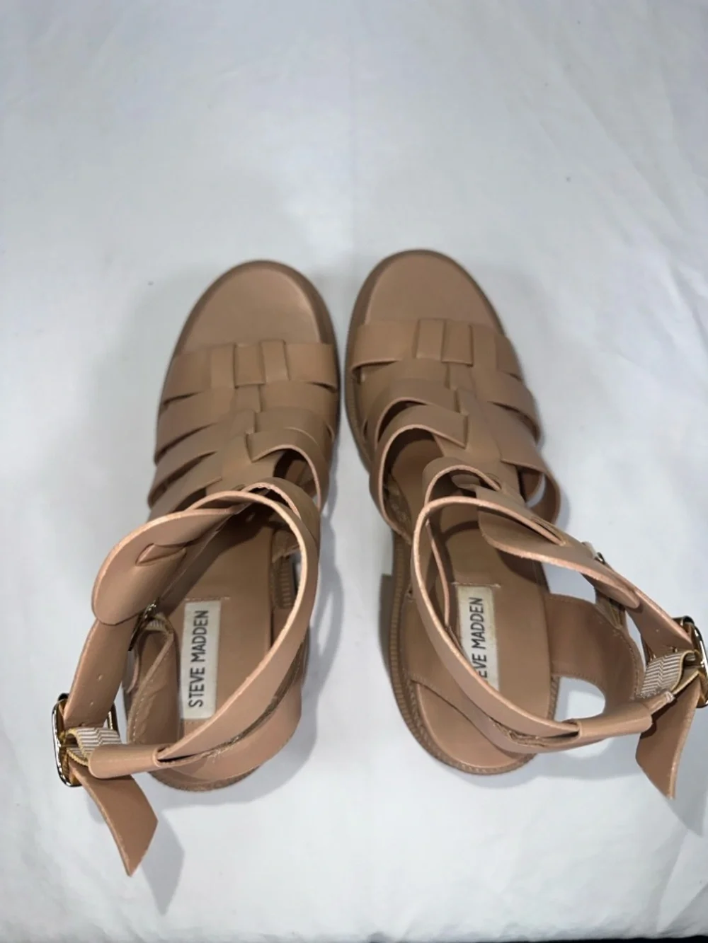 Steve Madden Cosmic Gladiator Platform Sandal Chunky Lug Sole Nude Womens Size 9